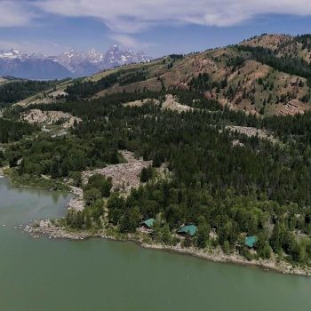 Budges' Slide Lake Cabins from drone