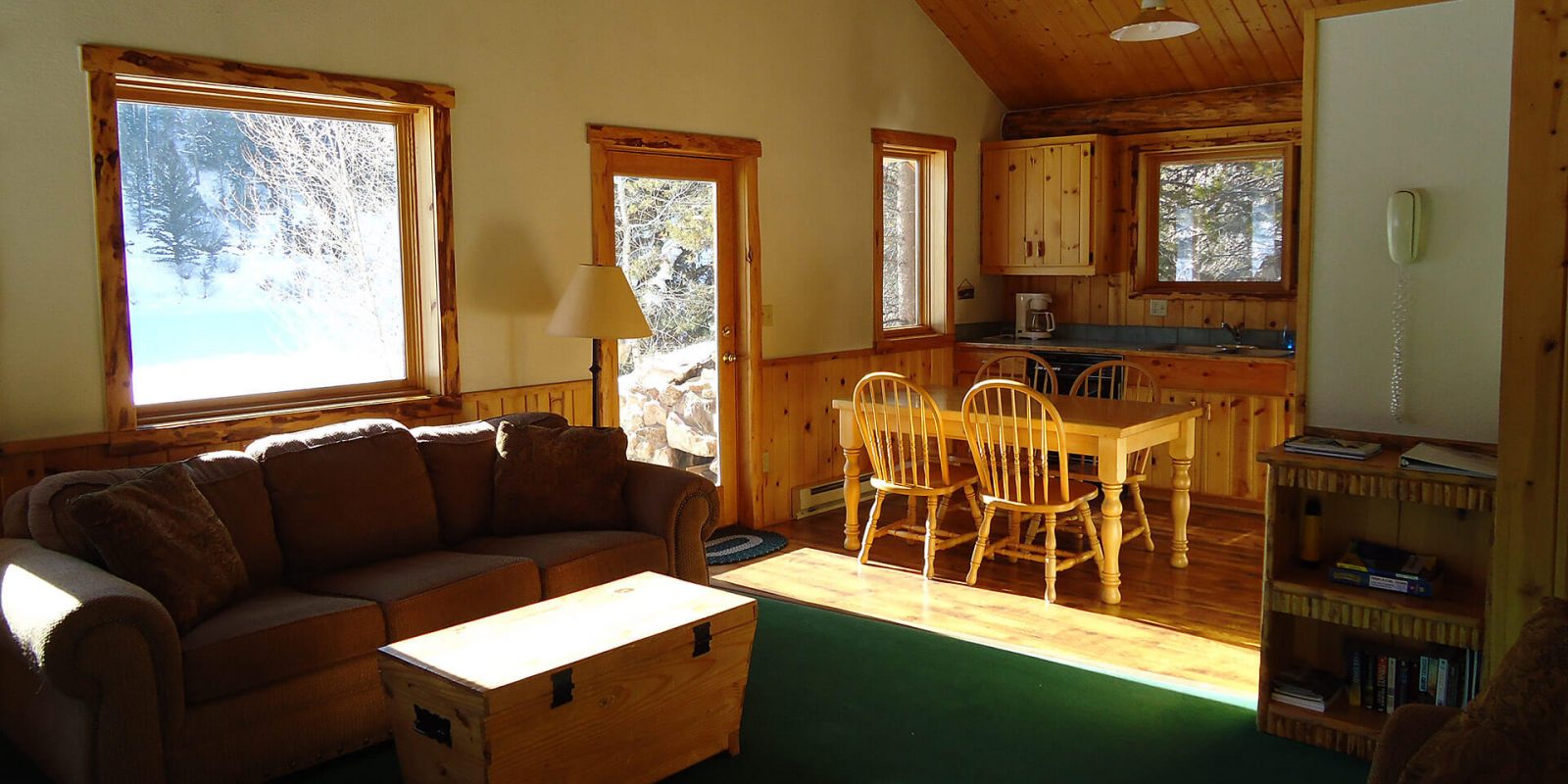 Cabin 3 living room and kitchen and dining areas